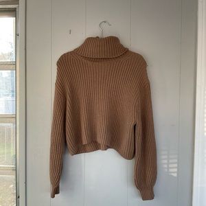 Cropped brown turtleneck sweater